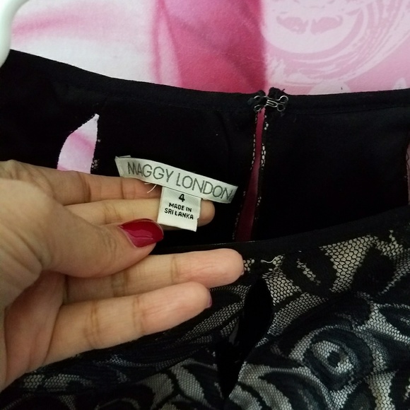 Maggy London Body Con Peek-a-boo Black Lace Dress - Picture 3 of 4